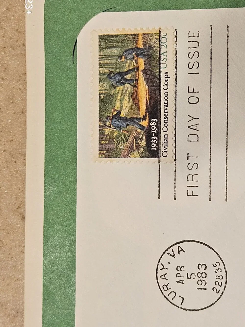 RARE COLLECTIBLE USPS 1ST DAY ISSUE COVER CIVILIAN CONSERVATION CORPS STAMP FDC